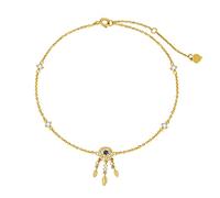 Qinhaixi 9 ct Gold Dream Catcher Anklet, Solid Yellow Gold Dreamcatcher Anklet with Cubic Zirconia, for Women Girls Ladies Mum Sisters, 8"+1"+1"