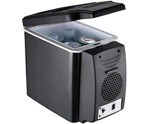 Qinhaixi Car Refrigerator 6L portable electronic cold box semiconductor car refrigerator voltage ABS weight 3kg power 45 size 32 * 17.5 * 27 cm, piano black