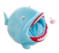 Qinhaixi Cat Bed Kitten Bed Lantern Fish Shape Pet Bed Pet House Soft Crystal Fleece Cat Mat Dog Bed For Cats Nest Winter Warm Sleeping Bed Kennel Pet Cushion Cave(Blue,45 * 47 * 35cm)