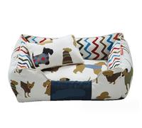 Qinhaixi Cat Bed Kitten Bed Washable Removable Dog Bed for Medium Dogs Rectangular Canvas Dog Bed with Durable Sides Pet Cushion Cave(A,58 * 45 * 20cm)