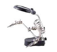 Qinhaixi ZAPION Adjustable 3.5X 12X Helping Hand Soldering Irons Stand Clip Led Light Magnifying Glass Lens Desk Station Desktop Repair Tools Magnifiers