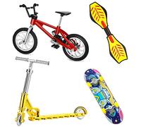 QINIFIFY Mini Finger Toy Set, 4 Pieces Finger Skateboards Finger Bicycle Finger Scooter Finger Vitality Board Training Props Fingertips Movement Toys Games for Children
