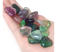 QINJIEJIE 10pcs Fluorite Healing Crystal Natural Heart Worry Stones Palm Stone Reiki Gem Set Wholesale Energy Balance Meditation Crystal Stones Mother's Day Gift.