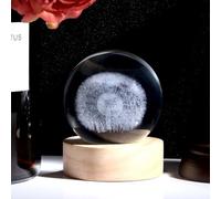 QINJIEJIE 3D Dandelion Crystal Ball with Wooden Led Base Crystal Light Atmosphere Lights Glass Lamp Ornaments Home Decor Themed Space Birthday Crystals Gifts for Women Kids