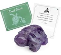 QINJIEJIE Amethyst Crystal Travel Turtle Figurines Healing Crystals Protection Stone Tortoise Office Desk Decor Reiki Purple Birthday Gifts for Women Travelers 1.5 Inch