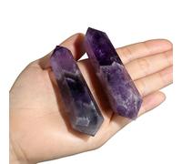 QINJIEJIE Amethyst Crystal Wand Amethyst Large Healing Crystals Tower 3.5" Natural Hexagon Double Point Stones Meditation Divination Reiki Purple Protection Crystals Gifts for Women 1 PC