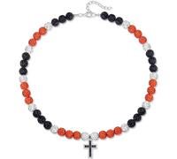 QINJIEJIE Baseball Necklace for Men Cross Baseball Necklace Drip Adjustable 16in Christian Cross Chain for Women Bling Rhinestone Beaded Accessories Gifts for Team Players Lovers, 18in+5cm, Rhinestone