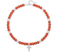 QINJIEJIE Baseball Necklace for Men Cross Baseball Necklace Drip Adjustable 16in Christian Cross Chain for Women Bling Rhinestone Beaded Accessories Gifts for Team Players Lovers, 18in+5cm, Rhinestone