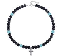 QINJIEJIE Baseball Necklace for Men Cross Baseball Necklace Drip Adjustable 16in Christian Cross Chain for Women Bling Rhinestone Beaded Accessories Gifts for Team Players Lovers, 18in+5cm, Rhinestone