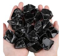 QINJIEJIE Black Obsidian Crystal Large Crystal 200G Healing Crystals Bulk Raw Stone Rough Stones Energy Protection Fountain Rocks Decoration Reiki Meditation for Beginners