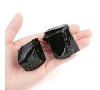 QINJIEJIE Black Obsidian Large Crystal Healing Crystals 1.8"-2.2" 2PCS Raw Stone Rough Stones Rocks Protection Energy Reiki Tumbling Divination Meditation Crystals Gifts for Women