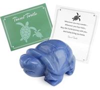 QINJIEJIE Blue Aventurine Crystal Travel Turtle Figurines Healing Crystals Protection Stone Tortoise Sculpture Office Desk Decor Reiki Birthday Gifts for Women Travelers 1.5 Inch