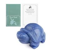 QINJIEJIE Blue Aventurine Crystals Travel Turtle Figurines Tortoise Sculpture Healing Crystal Energy Stone Office Desk Decor Good Luck Birthday Traveling Gifts for Women Travelers 1.5 Inch 1PC