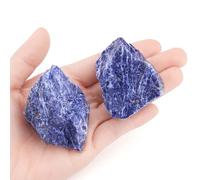 QINJIEJIE Blue Sodalite Large Crystal Healing Crystals 1.8"-2.2" 2PCS Raw Stone Rough Stones Rocks Protection Energy Reiki Tumbling Divination Meditation Crystals Gifts for Women