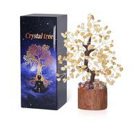 QINJIEJIE Citrine Crystal Tree of Life Yellow Citrine Healing Crystals Home Decor Ornaments House Warming Gifts for Women Mum Sister Birthday Wedding Anniversary