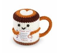 QINJIEJIE Coffee Gifts Handmade Crochet Coffee Plush Thank You Emotional Support Gift, Knitted Desk Decor, Positive Cute Crochet Gifts for Women Men Lovers, Teacher Coworker