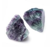QINJIEJIE Colored Fluorite Large Crystal Healing Crystals 1.8"-2.2" 2PCS Raw Stone Rough Stones Rocks Protection energy Reiki Tumbling Divination Meditation Crystals Gifts for women