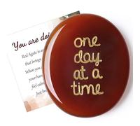 QINJIEJIE Crystal Gifts Red Agate Healing Crystals One Day at a Time