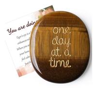 QINJIEJIE Crystal Gifts Tiger Eye Healing Crystals One Day at a Time | Anxiety Relief for Adults Worry Stones, You Got This Pocket Hug Good Luck Mindfulness Spiritual Gifts for Women Men