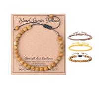 QINJIEJIE Healing Crystal Bracelet 3PCS Bracelet Set Yellow Wood-grain Jasper Natural Stone Crystals Bead Bracelets for Women Anxiety Bracelets Christmas Presents for Womens Ladies