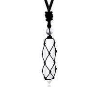QINJIEJIE Healing Crystal Necklace for Men Hexagonal Pointed Black Rope Weave Winding Pendant Crystals Necklaces Adjustable Reiki Gemstone Quartz Stone Mens Jewelry for Women