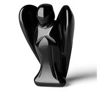 QINJIEJIE Healing Crystal Pocket Guardian Angel Obsidian Gemstone Home Decoration Male and Female Angel Statue 1.5 inch Valentine's Day Gift, Black Obsidian
