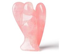 QINJIEJIE Healing Crystal Pocket Guardian Angel Rose Quartz Gemstone Home Decoration Male and Female Angel Statue 1.5 inch Valentine's Day Gift, Pink - Rose Quartz