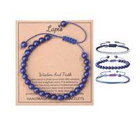 QINJIEJIE Lapis Lazuli Healing Crystal Bracelet 3PCS Bracelet Set Natural Stone Crystals Bead Bracelets for Women Anxiety Bracelets Crystal Gift for Womens Teen Girls Birthday Gifts