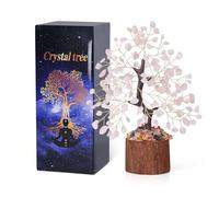 QINJIEJIE Rose Quartz Crystal Tree Chakra Tree of Life Pink Healing Crystals Home Decoration Bedroom Decor House Warming Gifts New Home Gifts for Women Mum Sister Birthday Wedding Anniversary