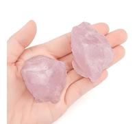 QINJIEJIE Rose Quartz Large Crystal Healing Crystals 1.8"-2.2" 2PCS Raw Stone Rough Stones Rocks Protection Energy Reiki Tumbling Divination Meditation Crystals Gifts for Women