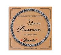 QINJIEJIE Snowflak Obsidian Crystal Bracelet Crystals Bracelets 4mm Healing Crystals Natural Gemstones Wrist Protection Stone Beads Friendship Birthday Crystal Gifts for Women