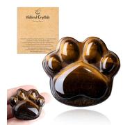 QINJIEJIE Tigers Eye Crystal Cute Cat Gifts Cat Paw Healing Crystals Worry Stone for Anxiety Relief Halloween Christmas Stuff Stocking Stuffer Birthday Gifts Memorial Unique Gift for Women 1.5"