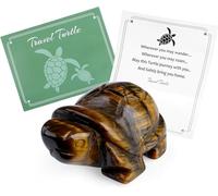 QINJIEJIE Tigers Eye crystal Travel Turtle Figurines Tortoise Healing Crystals Protection Stone Office Desk Decor Reiki Birthday Gifts for Women Travelers 1.5 Inch