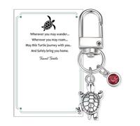 QINJIEJIE Travel Turtle Keychain with Crystals Good Lucky Cute Tortoise Keyrings Backpack Ornament Key Rings Family Holiday Adventure Birthday Graduation Travelling Gifts for Women Friends gift