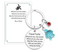 QINJIEJIE Travel Turtle Keychain with Crystals Good Lucky Cute Tortoise Keyrings Backpack Ornament Key Rings Family Holiday Adventure Birthday Graduation Travelling Gifts for Women Friends gift