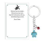 QINJIEJIE Travel Turtle Keychain with Crystals Good Lucky Cute Tortoise Keyrings Key Rings Family Holiday Adventure Backpack Ornament Birthday Graduation Travelling Gifts for Women Friends gift
