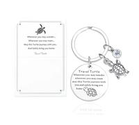 QINJIEJIE Travel Turtle Keyring Travel Gifts for Women Cute Tortoise Accessories Key Ring Family Holiday Adventure Birthday Graduation Travelling Gifts for Women Men Good Luck Gift