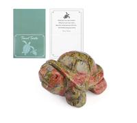 QINJIEJIE Unakite Crystals Travel Turtle Figurines Tortoise Sculpture Healing Crystal Energy Stone Office Desk Decor Good Luck Birthday Traveling Gifts for Women Travelers 1.5 Inch 1PC
