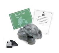 QINJIEJIE White Labradorite Crystal Travel Turtle Figurines Healing Crystals Gemstones Tortoise Protection Stone Office Desk Ornaments Birthday Gifts for Women Travelers 1.5 Inch