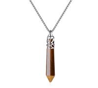 QINJIEJIE Women's Crystal Necklace Hexagonal Energy Gem Healing Quartz Pendant Lovers Gift.