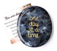 QINJIEJIE Worry Stone Black Labradorite Thumb Stones Healing Crystals Anxiety Relief for Adults Small Crystals Meaningful Spiritual Gifts for Women Kids Colleagues