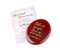 QINJIEJIE Worry Stone Red Agate Crystal Healing Crystals Thumb Stone Gift Set with Card, Anxiety Relief for Adults, Inspirational Spiritual Crystal Gifts for Women Mindfulness Men