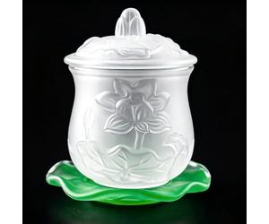 Qinlang 1pc White Glass Altar Cup, Buddha Water Cup, Offering Cup for Altar, Buddhist Supplies