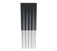 Qinlang Reusable Chopsticks, Stainless Steel Tips/Fiber Glass Handles, Dishwasher Safe, Non-Slip Metal Chopsticks for Cooking Eating, 5 Pairs Gift Pack - Black