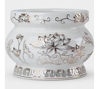 Qinlang Small White Ceramic Buddhist Incense Burner Bowl, Buddha Incense Holder for Stick - 5 Inches