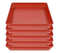 Qinlenyan 5Pack Square Plant Saucer Drip Tray 10 12 inch Flower Pot Saucers Plastic Plant Trays for Indoor Outdoor Plants,Catch Excess Water and Soil Brick Red 12Inch