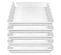 Qinlenyan 5Pack Square Plant Saucer Drip Tray 10 12 inch Flower Pot Saucers Plastic Plant Trays for Indoor Outdoor Plants,Catch Excess Water and Soil White 12Inch