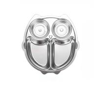 Qinlenyan Stainless Steel Dinner Plate,Divided Plates for Kids, Cartoon Design Divided Tray,Unbreakable Durable Divided Plate for Adult & Kid,3 Compartment Plates Serving Dishes C