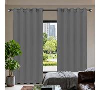 QINLIGAO Blackout Eyelet Curtains for Living Room 520 x 85 cm Room Darkening Pencil Pleat Short Window Curtains Eyelet Curtain & Drapes for Classical Bedroom, Dark Grey