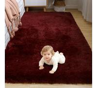 QINLIGAO Carpet Rugs Living Room 150 x 320 cm Thick Pile Fluffy Shaggy Rug Super Soft Home Decor for Bedroom Dorm Nursery Bedside Kids Room Lounge Office, Red Wine